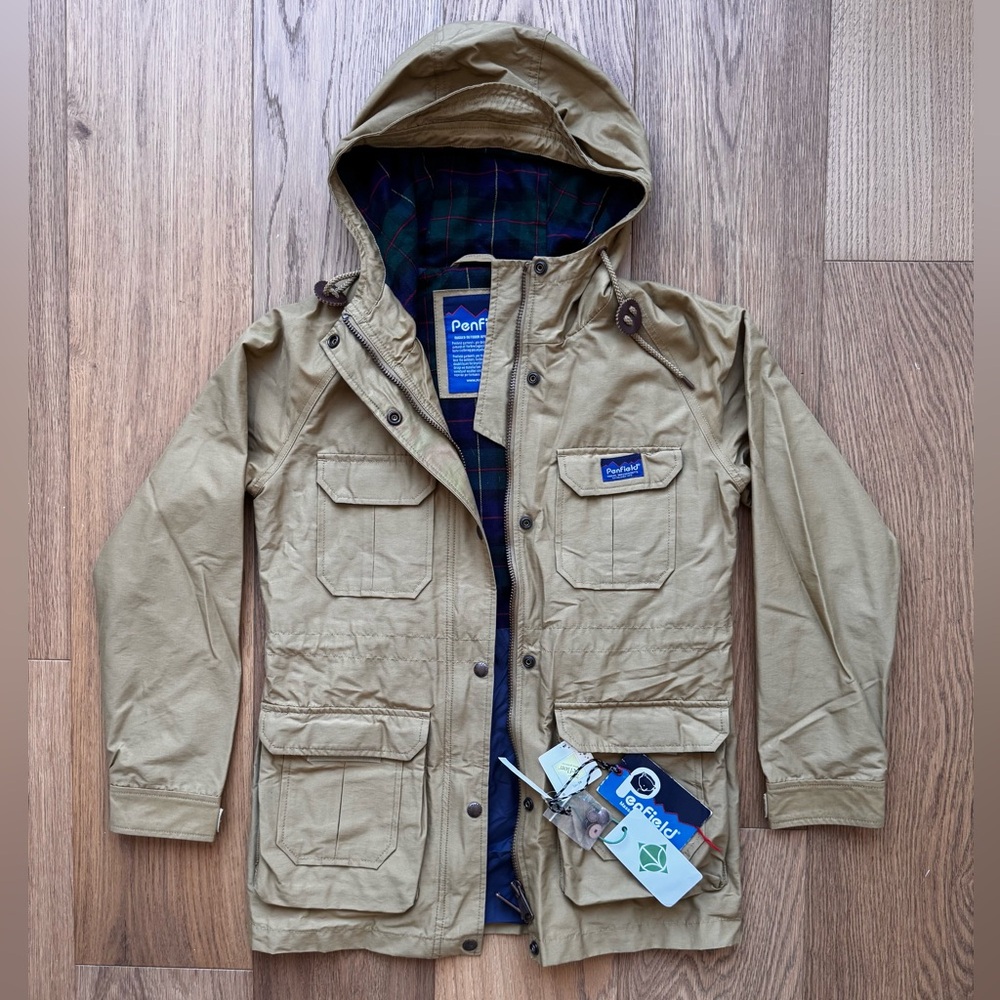 Madewell x Penfield Kasson Flannel Lined Rain Field Cargo Jacket Tan XS